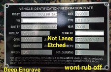 Custom Engraved Aluminum Car Hauler Semi Trailer ID Serial Tag Plate 14 Line