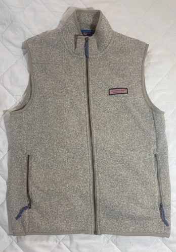 Vineyard Vines Men’s Gray Full Zip Vest Stand-Up Collar Logo Size S
