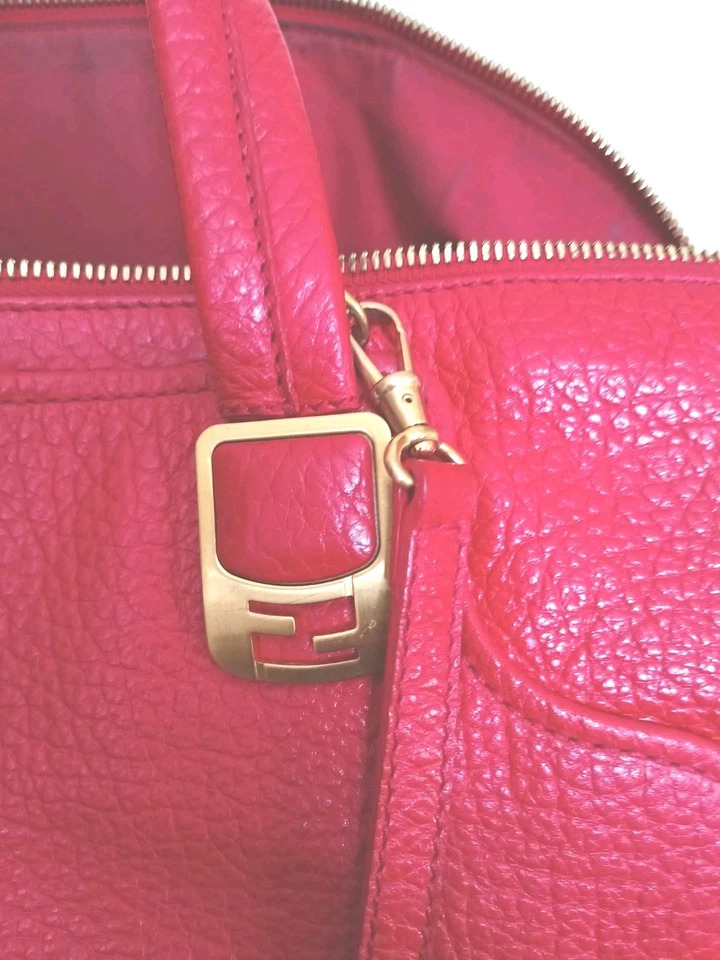 Bolso de cuero FENDI rojo camaleón texturizado de 2 vías con herrajes dorados 8BL114-HXE  Foto 4 de 4
