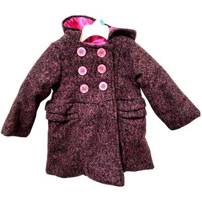 Penelope Mack 24M Toddler Hooded Coat Purple Pink Heather Double Breasted