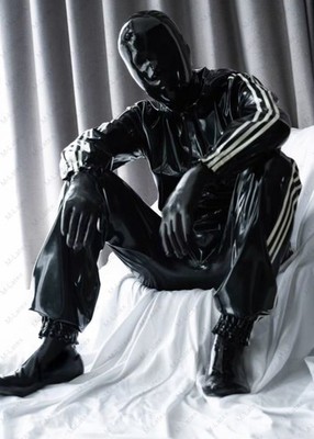 Latex Gummi Rubber Outfits jogging coat jacket hoodie pants hat customized #1240