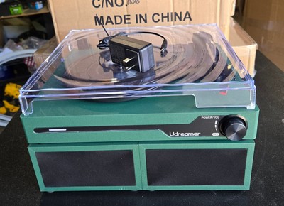 Vinyl Record Player with External Speakers BT 5.3 Wireless w/ 3 Speed Green (4A)