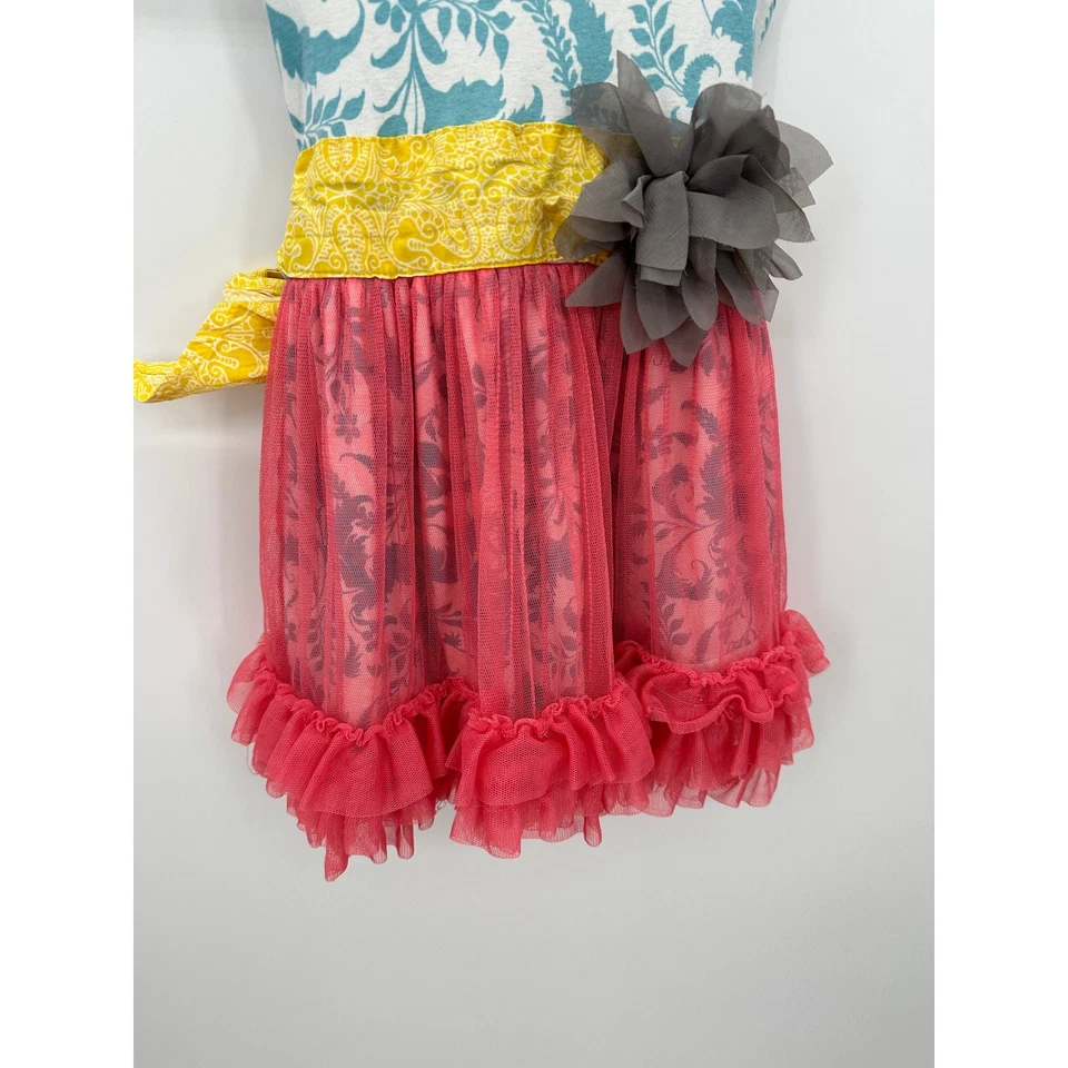 Vestido Giggle Moon con Volantes Sin Mangas Floral Niñas Talla 5 Mezcla de Algodón Spandex  Foto 4 de 4