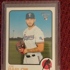 Topps 2022 Heritage Joe Barlow Texas Rangers Rookie Base Set Card #92. rookie card picture