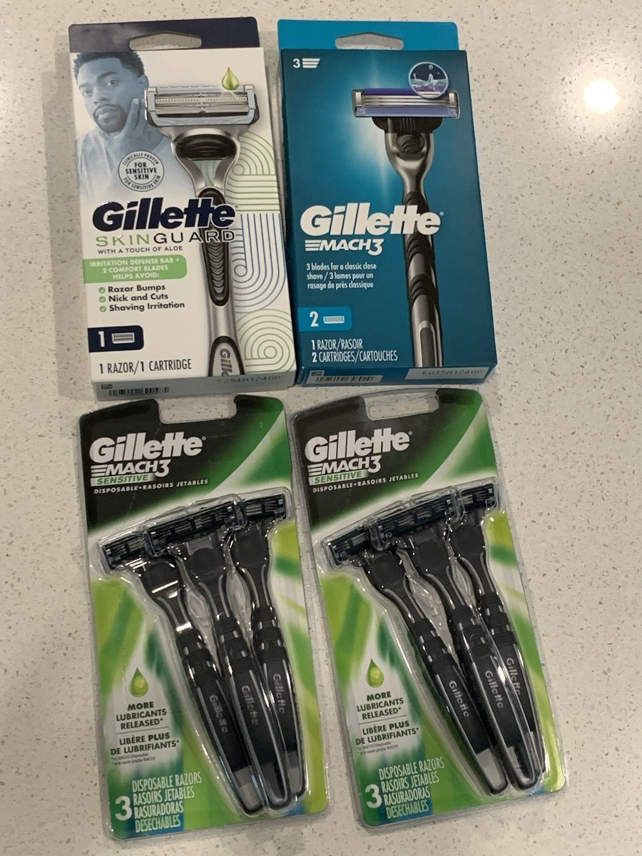 Gillette SkinGuard Aloe + Mach3 Refillable 2 Cartridges + 2 Disposable 3pk  | eBay