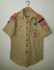 Boy Scouts Uniform Shirt BSA #734 Vintage Insignia Scout USA Made Mens MD