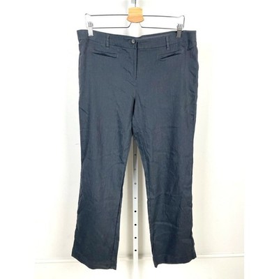 J. JILL  Size 14 Linen Stretch Pants Flat Front Zip Fly Rear Elastic Waist Gray