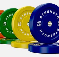 Strength Olympic Barbell Set with Multicolor Weight Plates Steel Rubber