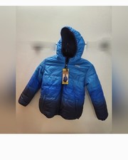 Eddie Bauer Boys' Large 14-16 Blue Full Zip Hooded Reversible Puffer Jacket