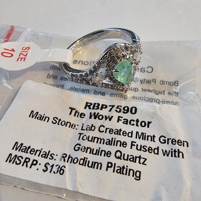 Bomb Party Ring  The Wow Factor  - Quartz on Rhodium Plating - Size 10 - RBP7590