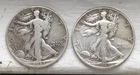 TWO Walking Liberty Half Dollar 90% Silver 1943 & 1945