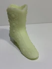 Fenton Vintage Custard Satin Uranium Glass Boot Vase with Daisy Button Pattern