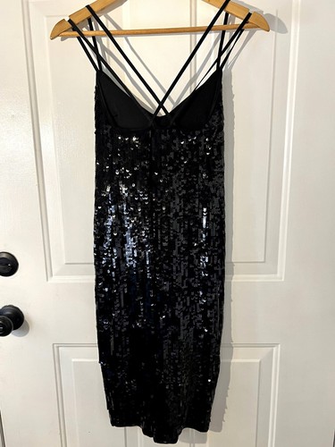 Abito Express Nero Paillettes Slip Spalline Taglia XXS - Abito Vacanze Capodanno - Foto 2 di 8