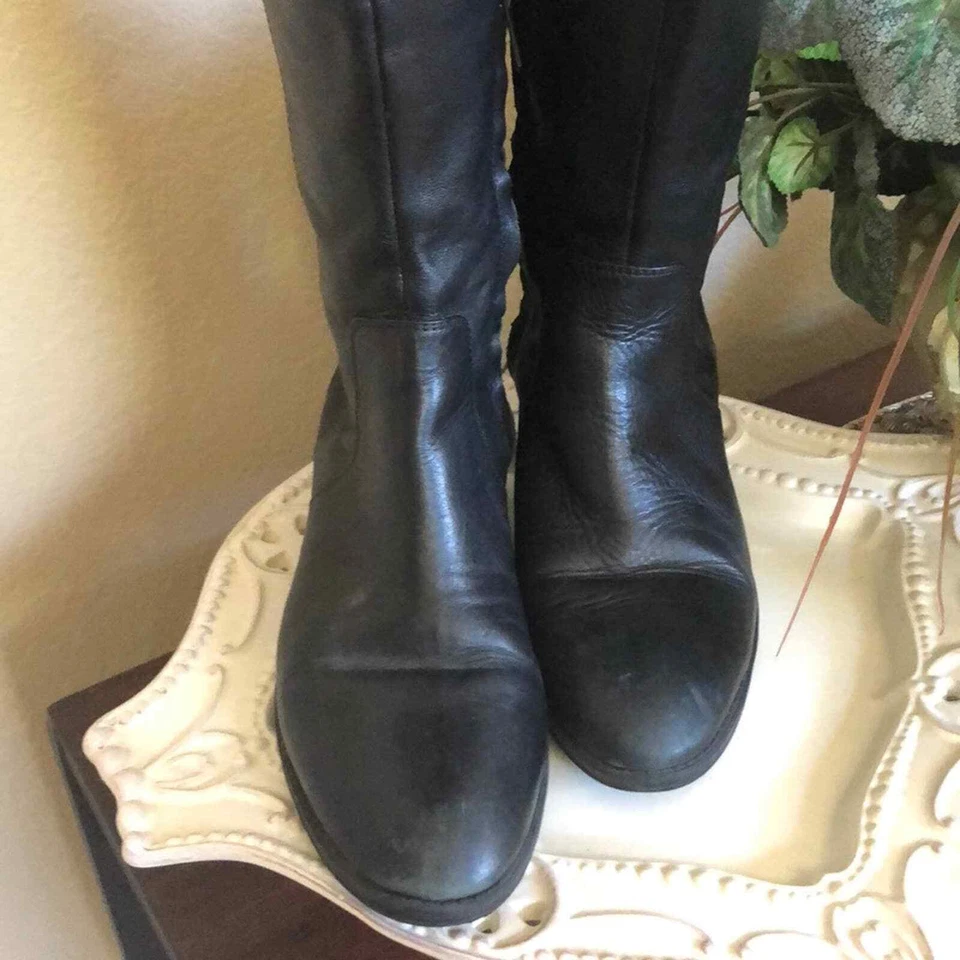 Sam Edelman Negro Hebilla Alto Fino Suave Cuero Botas Altas Foto 4 de 4