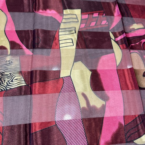 Vintage Picasso Abstract Man Art Scarf Large Silk? Ruby Red 38 X 38 Multicolored - Picture 4 of 12