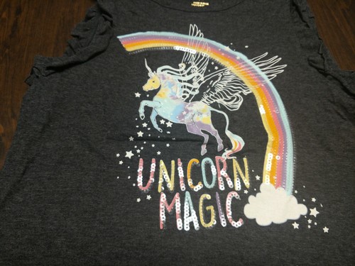 Jessica Simpson Dark Gray Unicorn Tank Top Size Girl's XL 14/16 - Picture 2 of 2