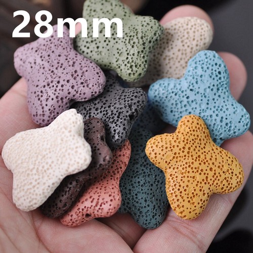 5PCS Butterfly Shape 21mm 28mm Colorful Lava Stone Loose Pelelith Beads - Picture 5 of 8