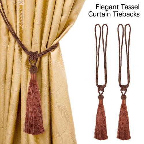 2/4X Curtain Holdbacks Rope Tie Backs Durable Tassel Tiebacks Window Home Decor - Picture 6 of 17