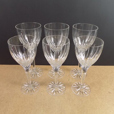 6 Gorham Regina Crystal Wine & Water Glasses Goblets VGC Cut Vertical
