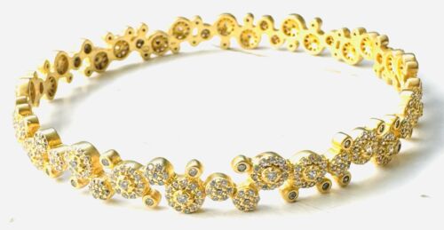 FREIDA ROTHMAN 14kt Gold Plated Silver CZ (2) Bangle Bracelets Retired Rare - Picture 3 of 8