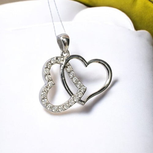 18 Ct Lab-Grown Diamond Pendant–925 Sterling Silver Heart Necklace MG006 - Picture 3 of 6