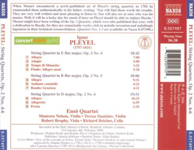 IGNAZ PLEYEL: STRING QUARTETS, OP. 2 NOS. 4-6 NEW CD