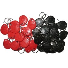 100pcs 125KHz RFID ID EM4100 Proximity Induction Tag Token Keyfob Red  Black