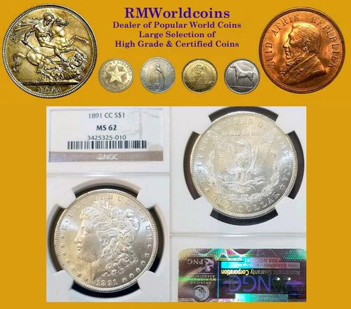 1891 CC Morgan Dollar, Rare Date High Grade NGC 62++, Blast White Luster, Sharp