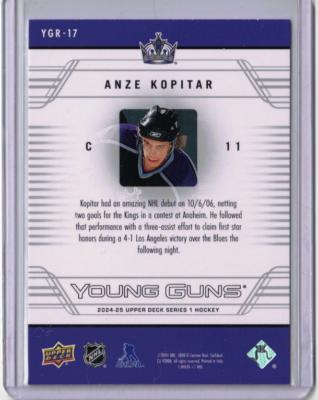 ANZE KOPITAR 24/25 2025 Upper Deck Young Guns Renewed Retro Rookie