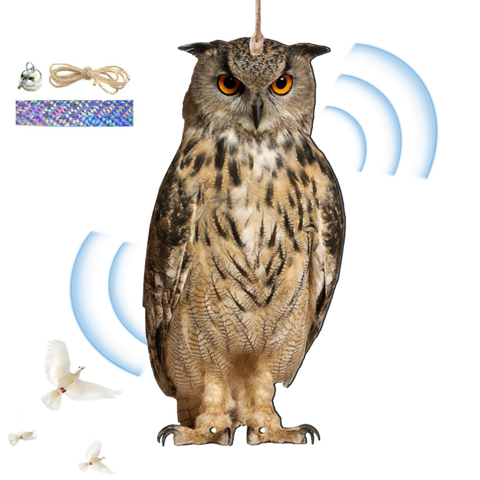 Hanging Owl Keep Bird Away Pigeon Repellent Scarecrow Garden Fake Owl