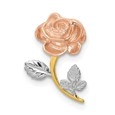 14k Yellow & Rose Gold with Rhodium Polished Rose Slide Pendant