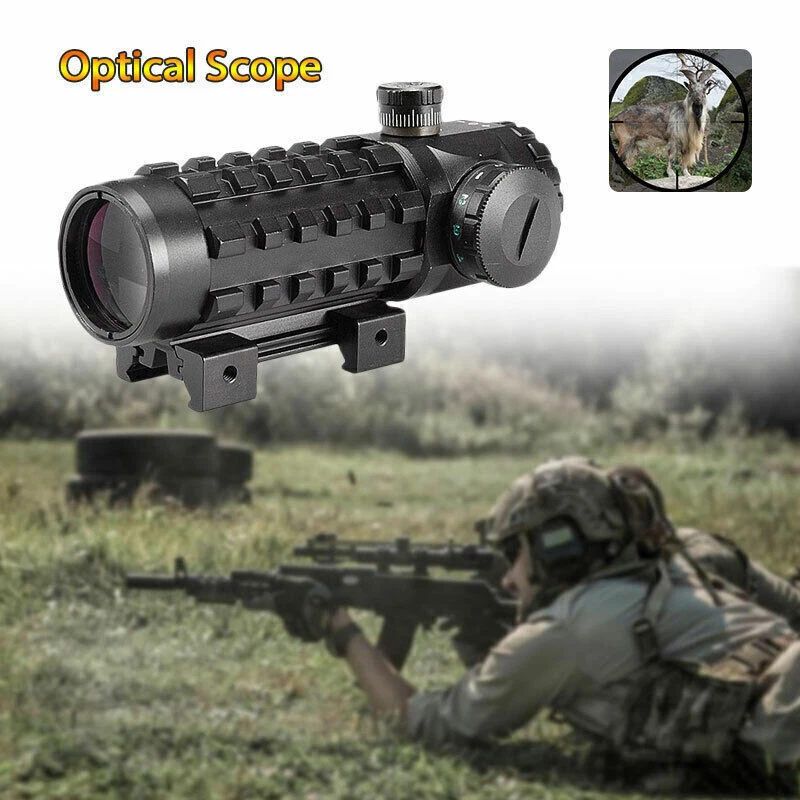 New 3X28 Green Red Dot Cross Tactical Optics Sight Fit 11/20mm Rail Rifle Scopes - Image 2 of 4