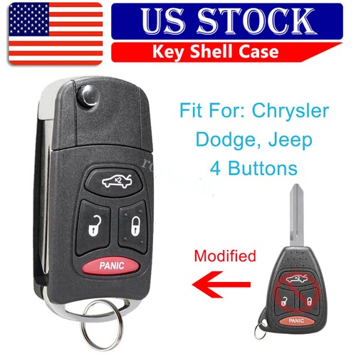 For 2005 2006 2007 Chrysler 300 Jeep Commander Key Remote Fob Shell Case Cover - Foto 1 di 10