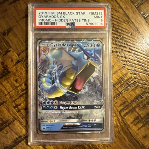 Pokémon 2019 Gyarados GX #SM212 Hidden Fates Black Promo Slab, PSA 9
