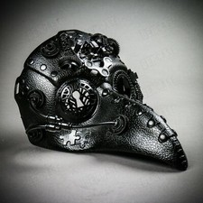 Black Long Nose Plague Doctor Steampunk Masquerade Halloween Party Costume Mask