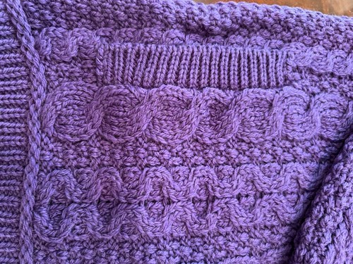 Irish Aran Crafts Ladies Zip Up Cardigan Size Medium - Purple. - Picture 4 of 8