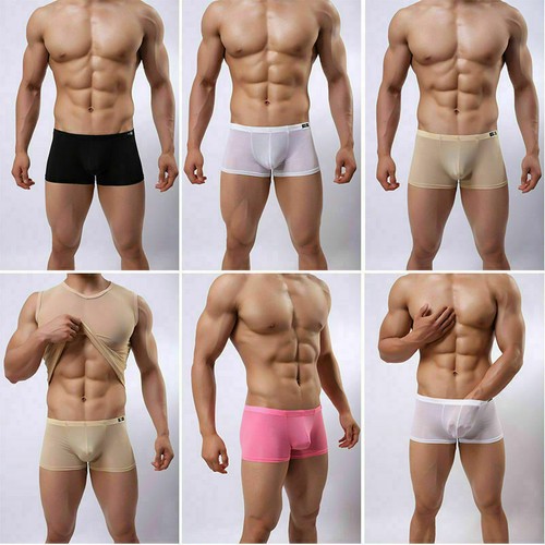 Sexy Silk Boxer Briefs Shorts Low Rise 