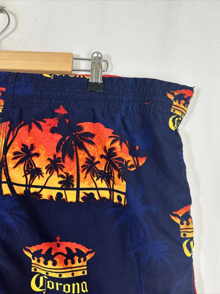 Corona Mens XXL Lined Swim Shorts Trunks Blue Orange Sunset Drawstring 42x6 - Image 4 of 4