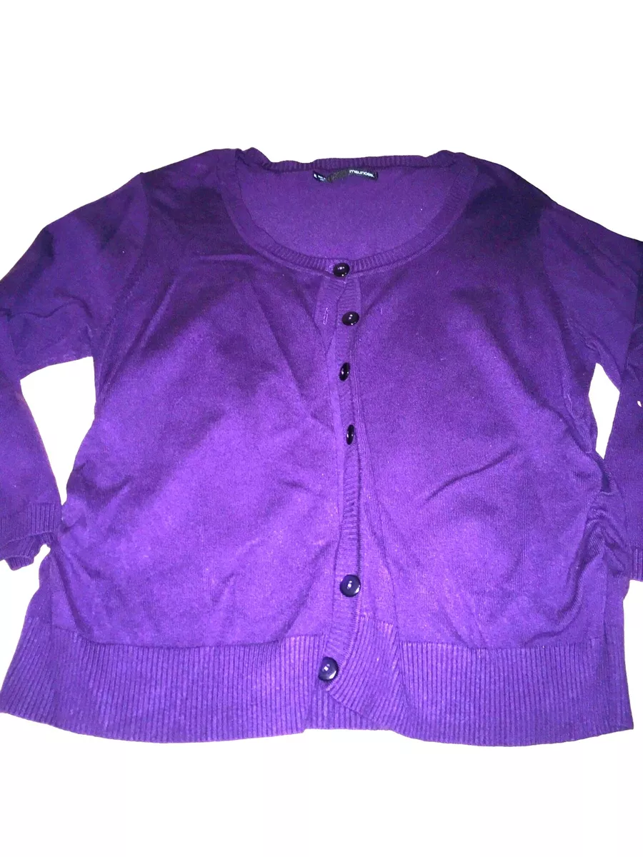 Maurices Eggplant Purple Button Up Sweater size XL Side Ruching eBay