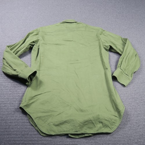 1983s Vintage Mens Military Buttons Up Shirt Small Green Collared Army Casual - Picture 7 of 8