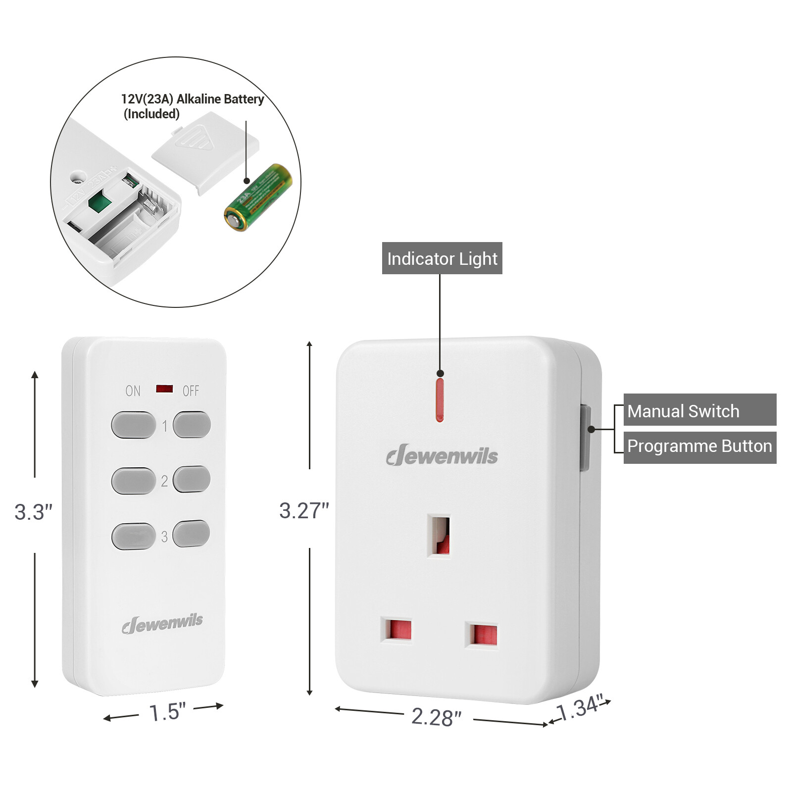 DEWENWILS Remote Control Plug Socket 13A/3120W Heavy Duty Wireless