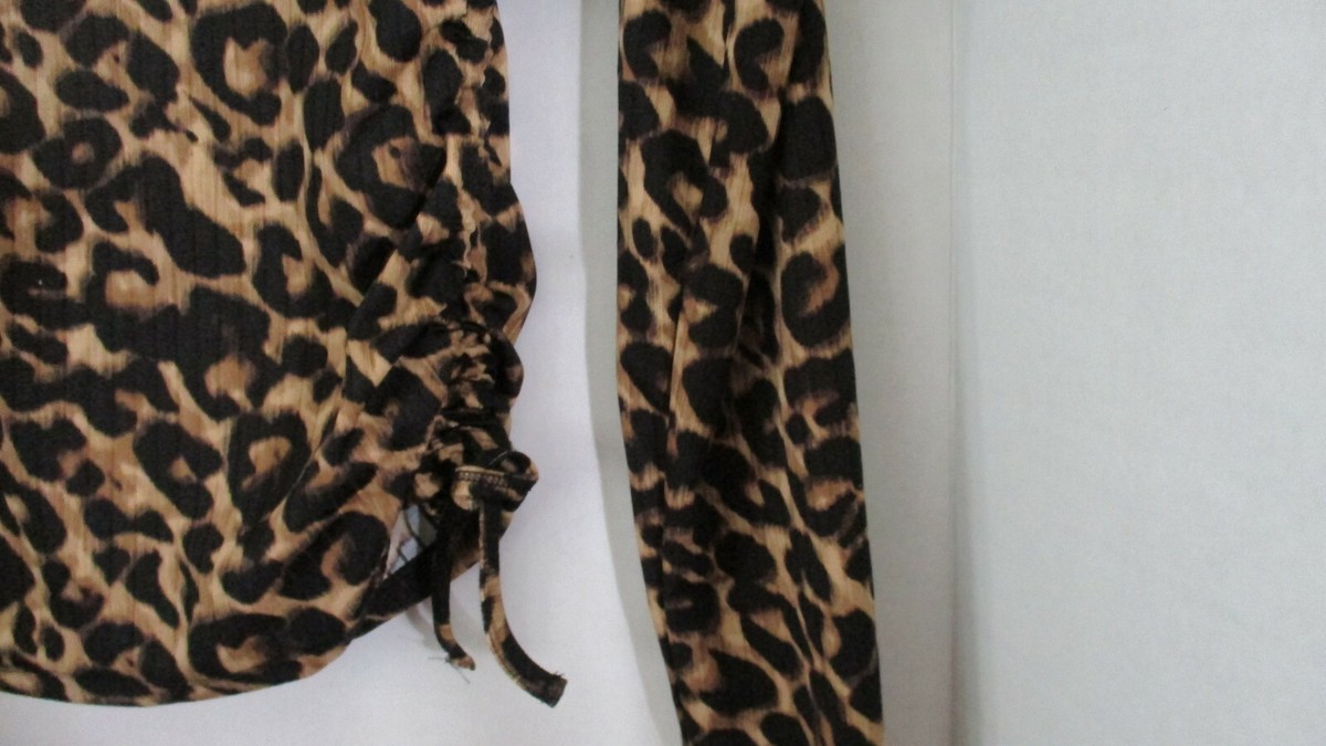 FULL CIRCLE TRENDS~ Leopard LONG SLEEVE SHIRT TOP~Juniors