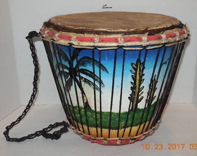 Vintage Handmade DJEMBES Bongo Percussion Hand Drum Beautiful Design Island Life