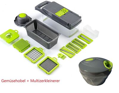 Gemüsehobel Multizerkleinerer Set Zwiebelhacker Mandoline Reibe Gemüseschneider