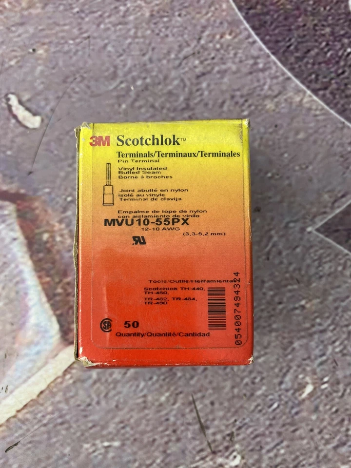 3M Scotchlok MVU10-55PX Terminals, Vinyl Insulated Butted Seam 12-10AWG Qty 50  - Image 2 of 3
