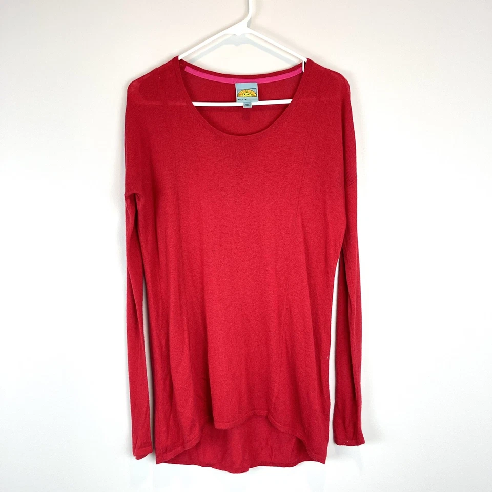 C&C California Cashmere Wool Blend Sweater Red Womens Small Lightweight High Low - Image 2 of 4