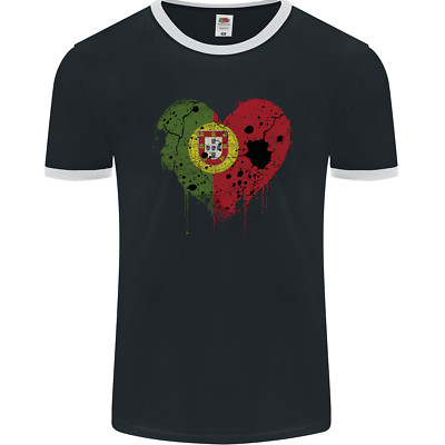 Liebe Portugal Flagge Portugiesischer Tag Fußball Herren Ringer T-Shirt FotL
