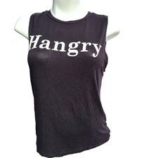 Dirtee Laundry “HANGRY” Sleeveless Top • Junior Women’s Size S • Black Funny