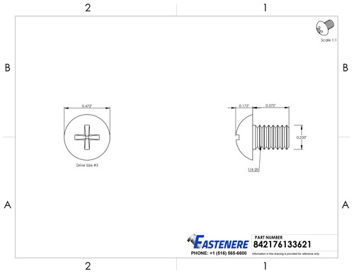 Tornillos de máquina de cabeza redonda Phillips de 1/4-20 x 1/2" acero inoxidable 18-8 Qty 50 - Imagen 2 de 7