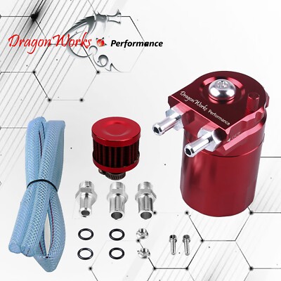 Oil Catch Can Reservoir Baffled Tank Breather Filter Universal Red Fits Pontiac